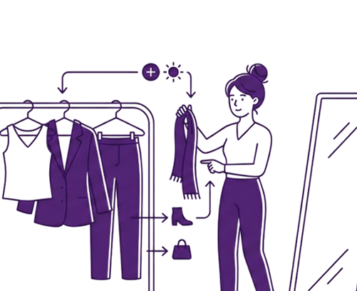 Outfit styling tips and combinations illustration